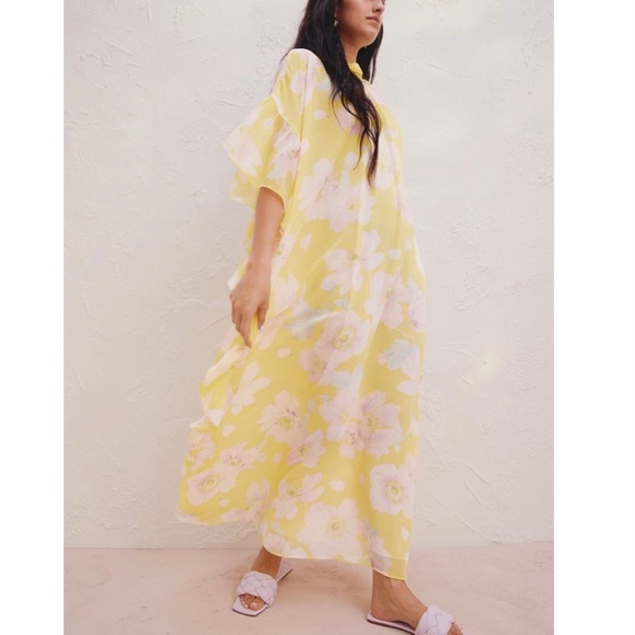 H&M Conscious Choice Flounced Floral Kaftan Dress Sz S Runs Large - Picture 4 of 7